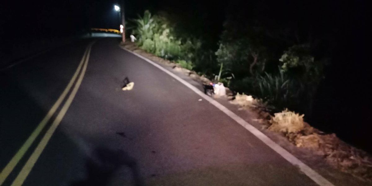 ▲所長彭國書臨時加班夜半巡邏，看到路上遺落的工具袋起疑，而救起摔落路旁受困的民眾。（圖／新埔分局提供）