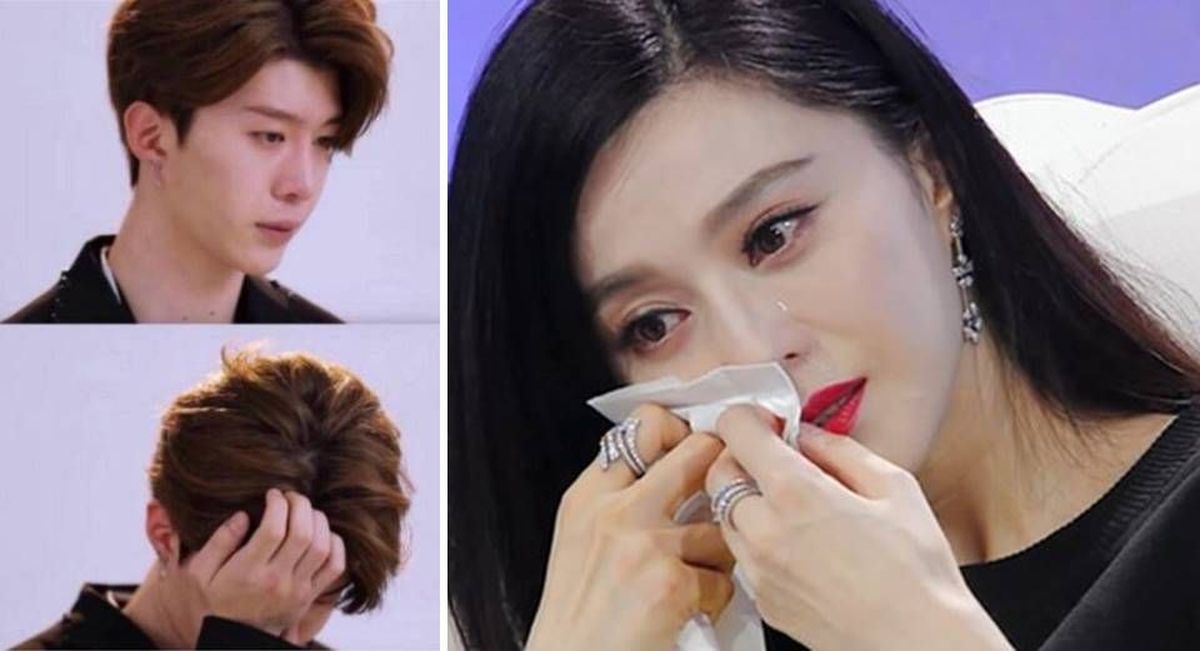 ▲范丞丞（左）為范冰冰淚崩。（影片截圖，2018.09.09）