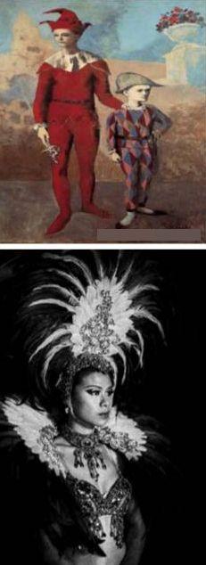 ▲畢卡索的「雜技演員與年輕的小丑」（上圖），與馬瑄的「舞者的肖像」。（圖／馬瑄提供，2018.09.24）