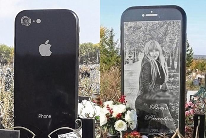 ▲ 俄羅斯一名父親為去世的女兒打造 iPhone 6 墓碑。（圖／翻攝自vk）