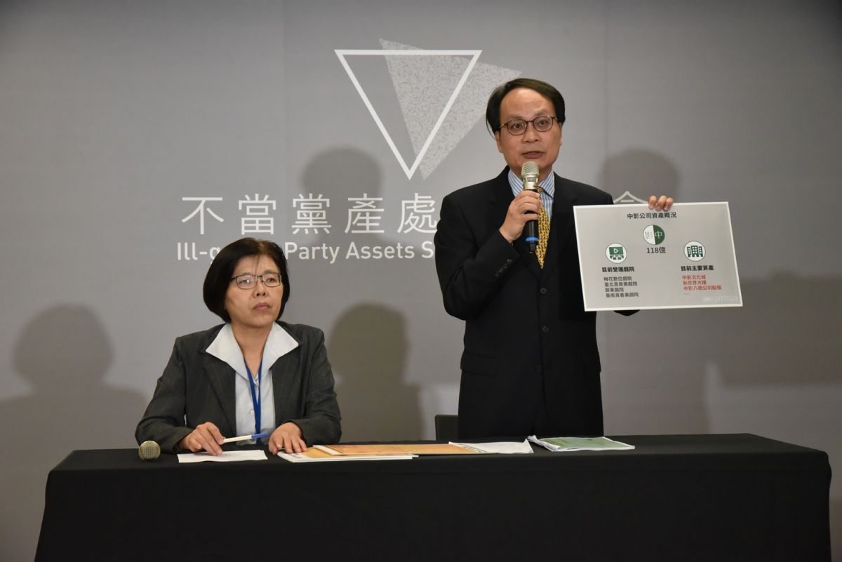 黨產會主委林峯正 (右) 和發言人施錦芳 (左)。( 圖 / 黨產會提供 )