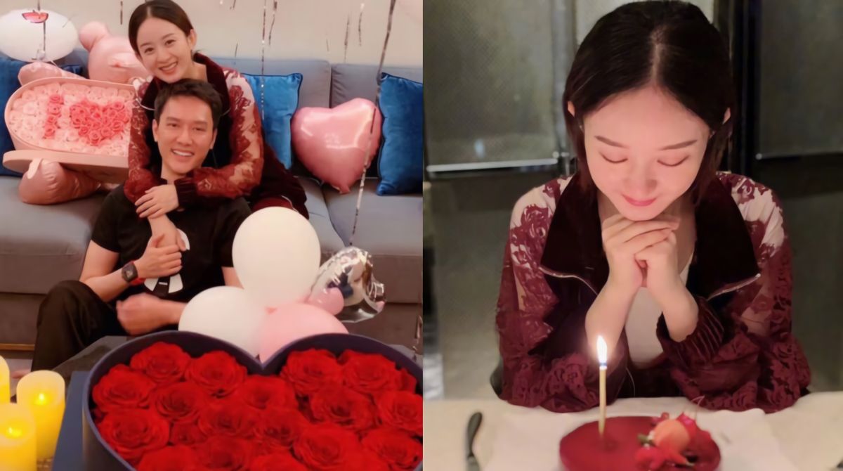▲大陸女星趙麗穎生日當天宣布與男星馮紹峰婚訊，兩人甜蜜合照曝光。（圖／翻攝優酷娛樂微博 , 2018.10.16）