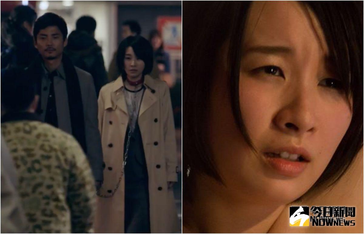 ▲每熊克哉（左圖左）片中把鐵鍊綁在行平愛佳脖子上。（圖／車庫娛樂, 2018.10.16）