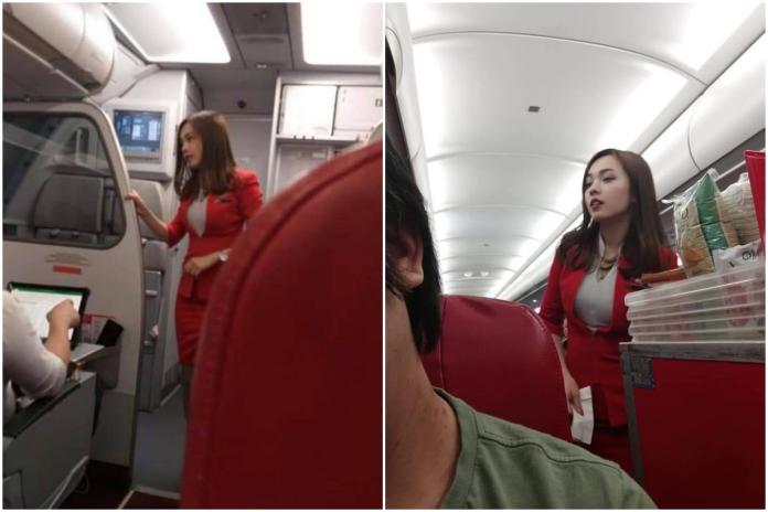 ▲網友搭乘馬來西亞一架班機時，意外發現一名外型亮麗的空姐， PO 上網後引發網友暴動。（圖／取自 GeorGe 
 Wong 臉書）