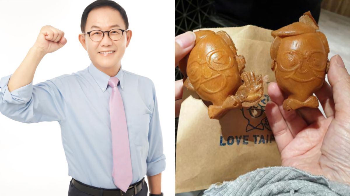 ▲國民黨台北市長參選人丁守中（左圖）推出Q版人像造型雞蛋糕吸引人氣。（圖／翻攝臉書、PTT , 2018.10.17）