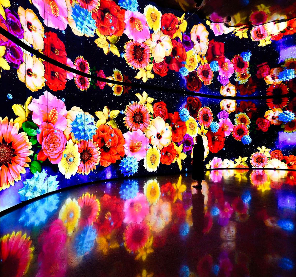 ▲友達光電首度與台灣博物館跨界合作，以植物花粉的微觀影像與種子標本為創作素材，運用尖端面板顯示技術打造台中花博「友達微美館」，透過556吋顯示器拼接牆呈現微觀新視界。（圖／友達提供）