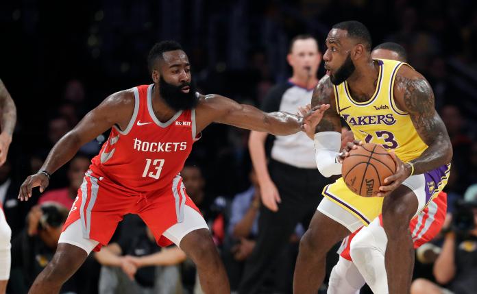 ▲James Harden(左)、 LeBron James（圖／美聯社／達志影像）