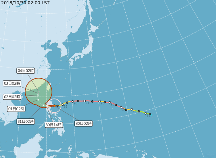 ▲颱風玉兔預測路徑圖。（圖／翻攝自氣象局）