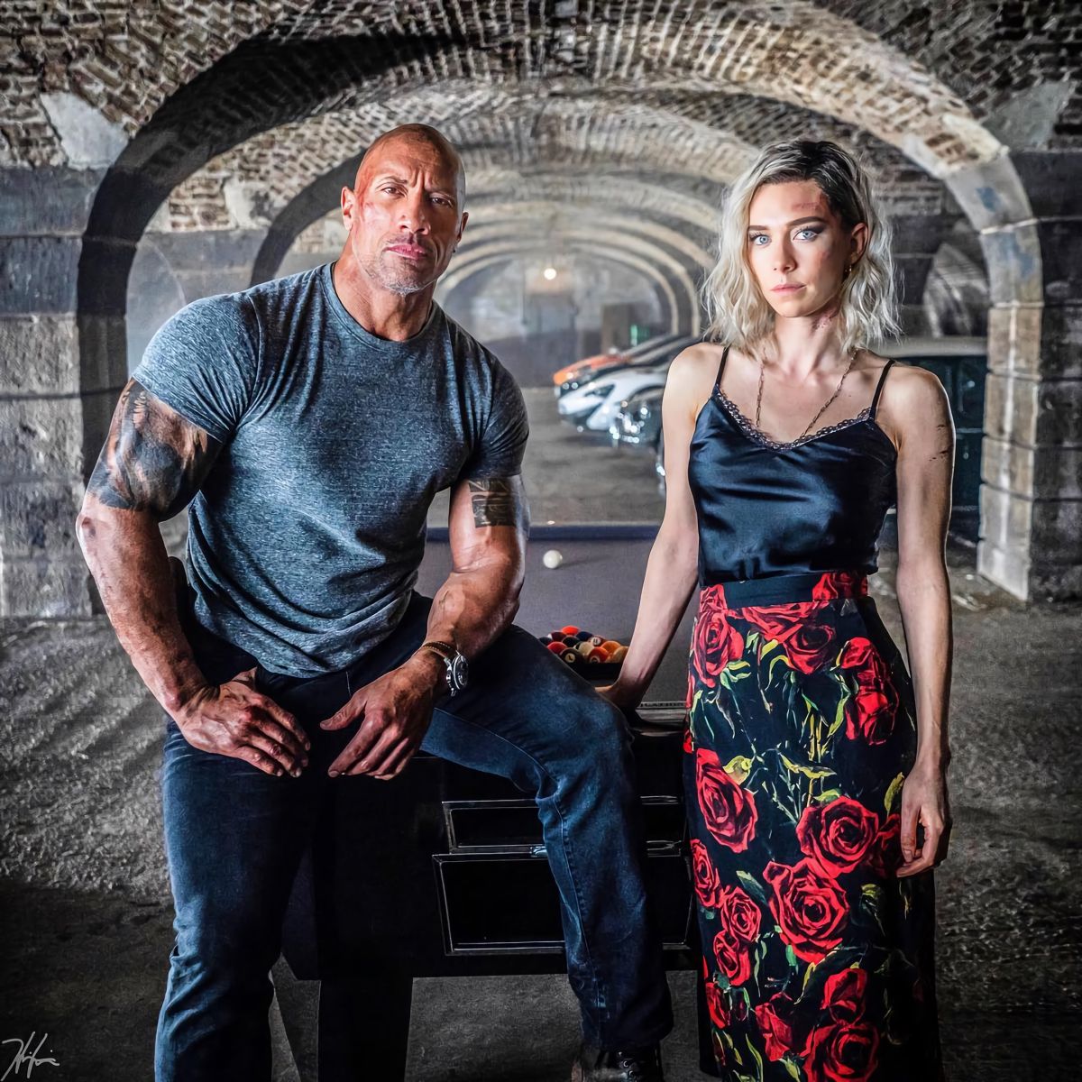 ▲好萊塢男星巨石強森與《Hobbs and Shaw》女主角凡妮莎柯比（右）在新劇照中亮相。（圖／翻攝IG）