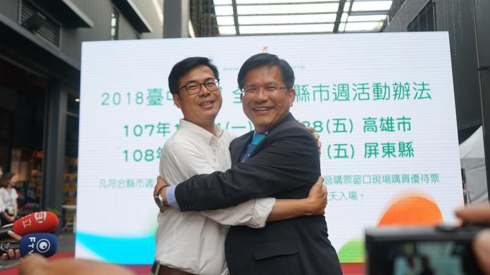 ▲林佳龍說,和陳其邁兩人從學運時代就密切合作,一路走來是用生命參與台灣的發展。(圖/記者蔡佳宏翻攝,2018.10.30)
