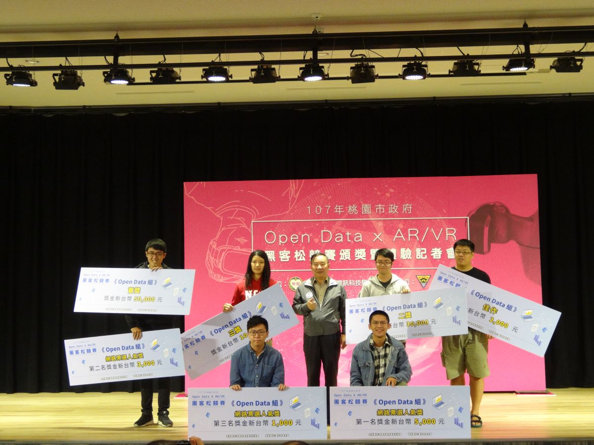 ▲桃園市副市長王明德與Open Data組的優勝者合照。（圖／公關照片）