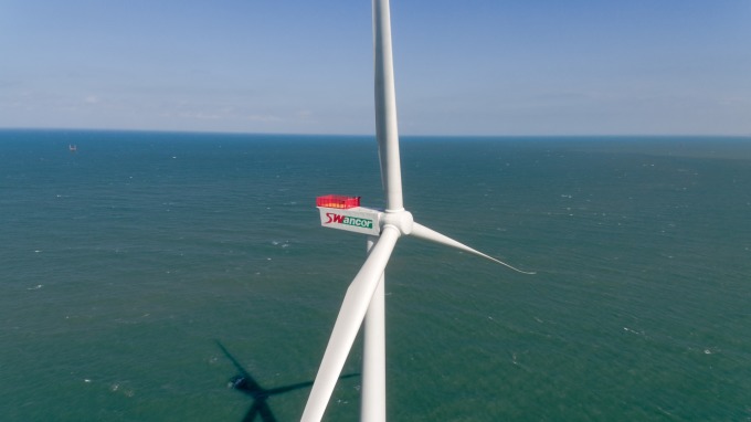 ▲ 上緯海洋風電第一階段4MW風機。(圖：取材自上緯官網)