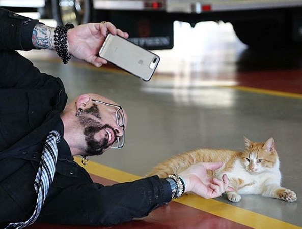 連知名貓咪行為專家傑克森蓋勒西也曾經和節目出外景來拜訪火焰。（圖／IG@flamethearsoncat）