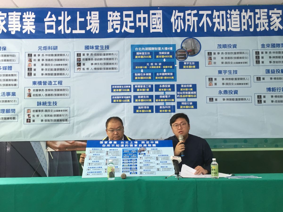 ▲李進勇競選總部今（2）日召開記者會，質疑張麗善口口聲聲愛雲林，實際卻投資台北、設廠中國。（圖／李進勇競選總部提供）