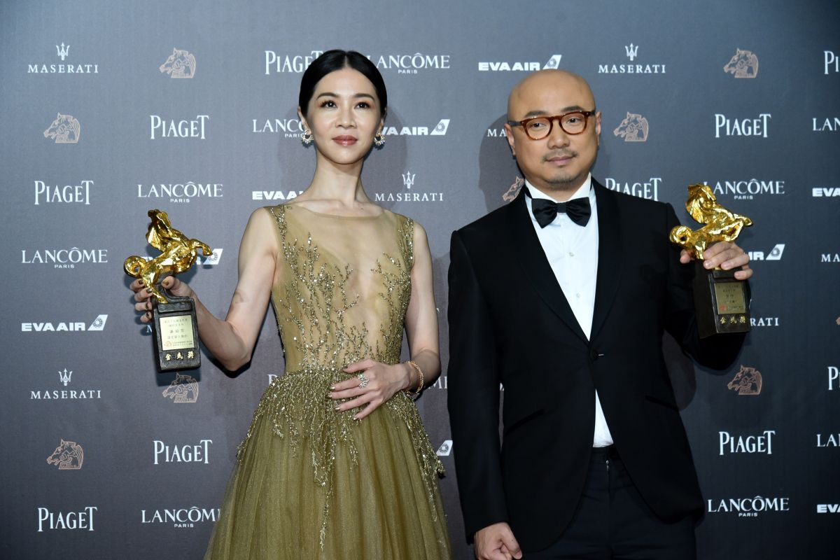 第55屆金馬獎最佳女主角謝盈萱、男主角徐崢。（圖／NOWnews攝影中心，2018.11.17）