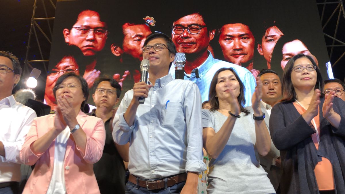 ▲陳其邁感謝高雄市民。（圖／記者郭凱杰、郭俊暉攝，2018.11.24）