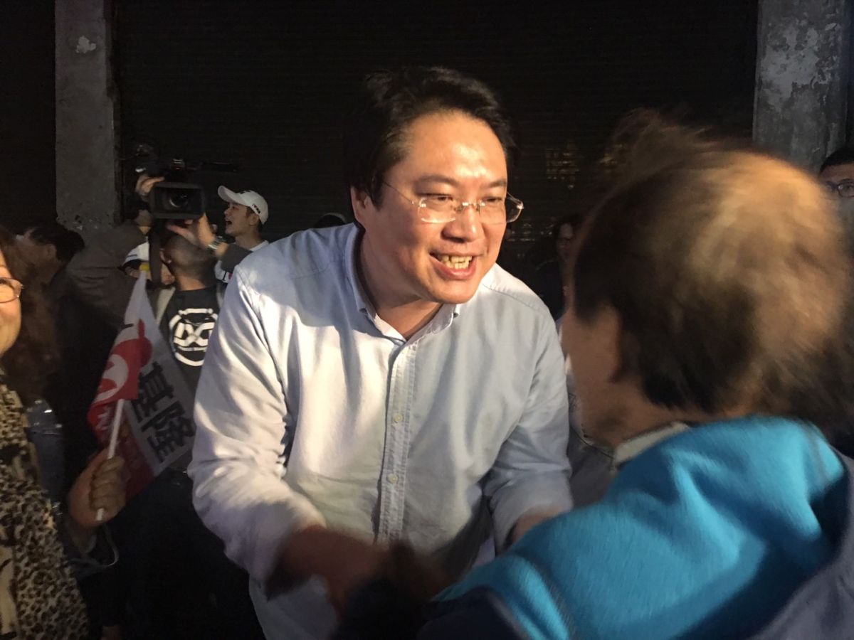 ▲基隆市長林右昌成功連任，感謝選民一路相挺。（圖／記者蔡琇惠攝，2018.11.24）