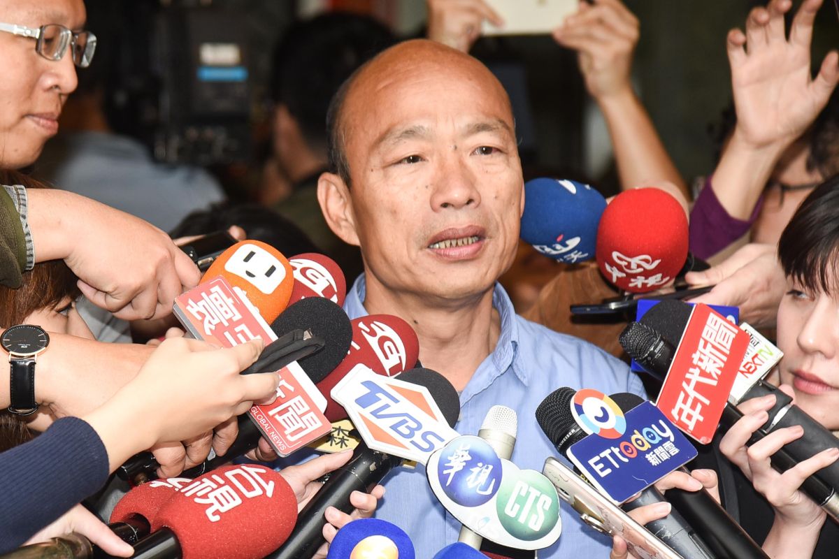 韓國瑜在台北接受大批媒體訪問。（圖／記者陳明安攝，2018.11.28）