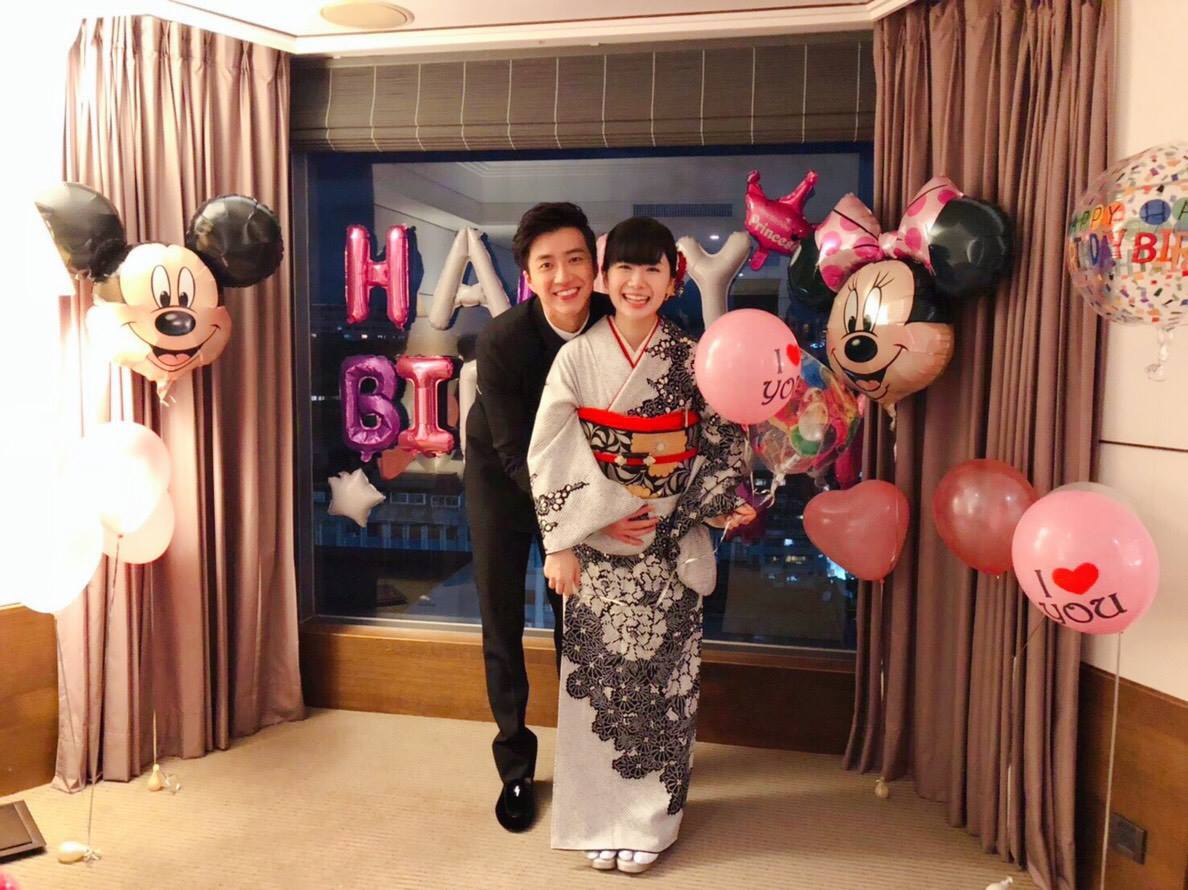 福原愛跟老公江宏傑開心慶祝生日。（圖／取自江宏傑臉書）