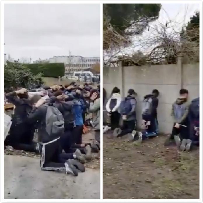 影／巴黎警逮百名高中生　綑綁雙手逼跪地面壁
