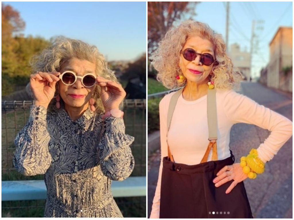 ▲日本60歲老太太穿搭很時尚。(合成圖 / 翻攝自IG)