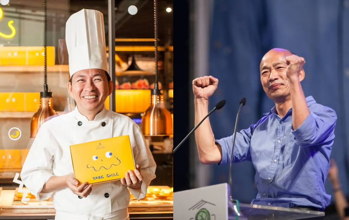 ▲吳寶春（左）在準高雄市長韓國瑜（右）的陪同下召開記者會。（圖／翻攝自韓國瑜臉書、「吳寶春麥方店 - 臺北店」臉書, 2018.12.11）