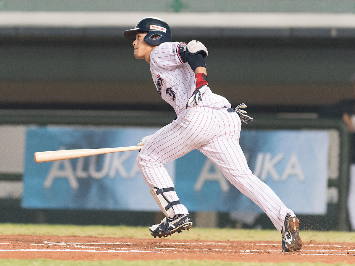 日職養樂多中外野手塩見泰隆（圖／中職提供）