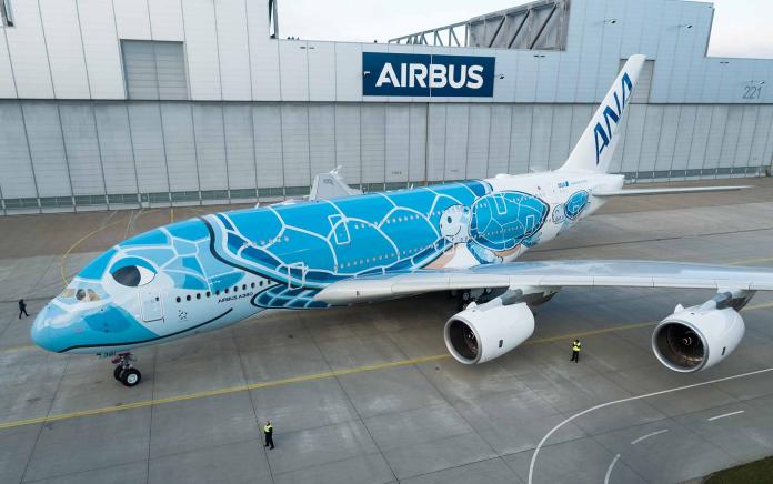 ▲ANA 全日空首架空中巴士 A380 客機，已從德國漢堡的空中巴士噴漆廠出廠。（圖／空中巴士）