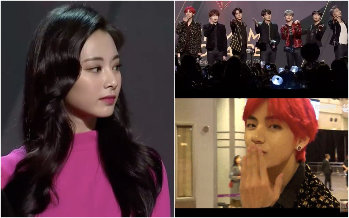 ▲周子瑜（左）化身洋娃娃美翻天、BTS出場讓粉絲尖叫連連。（圖／MAMA官方直播）