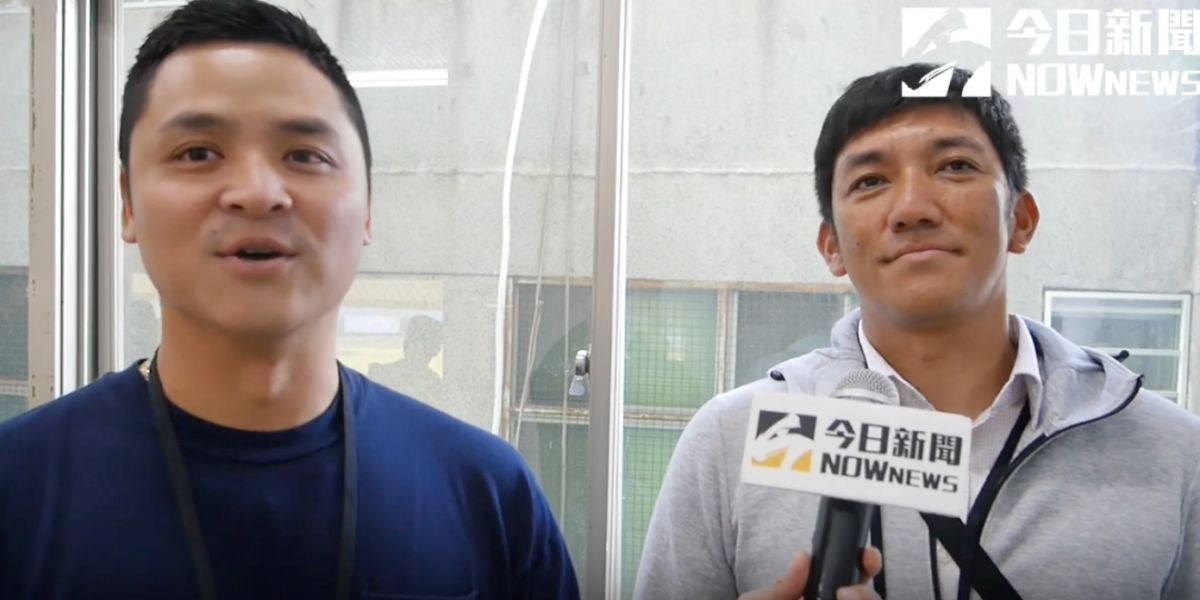 橫濱DeNA灣星隊林庭逸、永池宮男。（吳政紘攝）