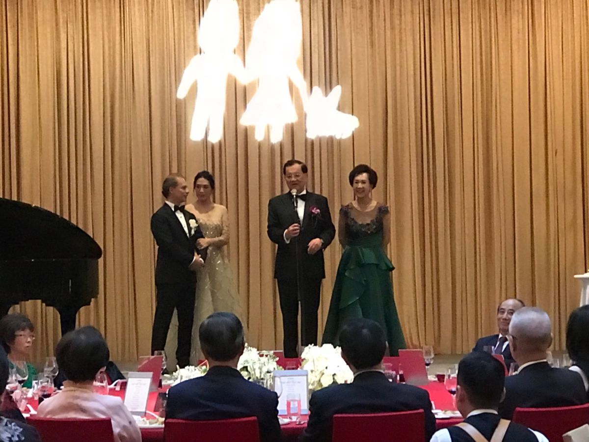 前副總統、國民黨前主席連戰小女兒連詠心22日在寒舍艾美3樓宴會廳舉辦歸寧宴。（圖／讀者提供）