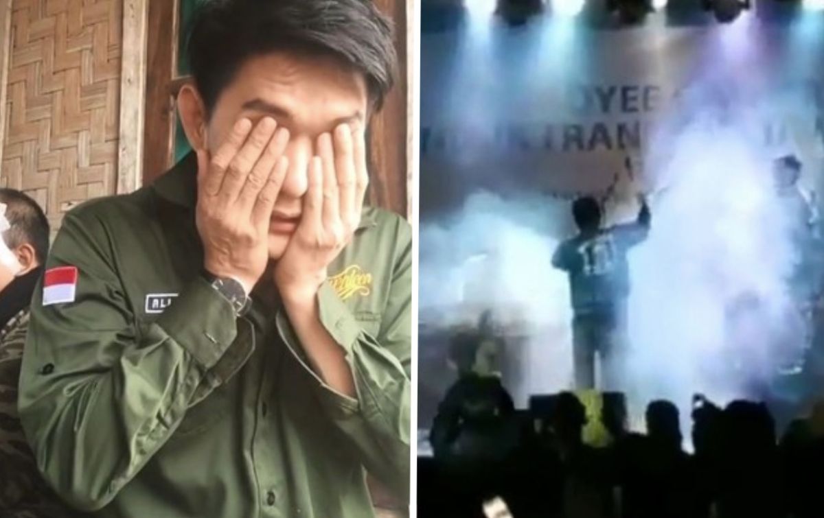 ▲印尼「Seventeen」樂團的主唱 Riefian Fajarsyah 在社群上發布影片，紅著眼眶、悲痛地表示貝斯手和經紀人已經身亡。（合成圖／翻攝自 ifanseventeen IG／翻攝自 IDN TIMES）