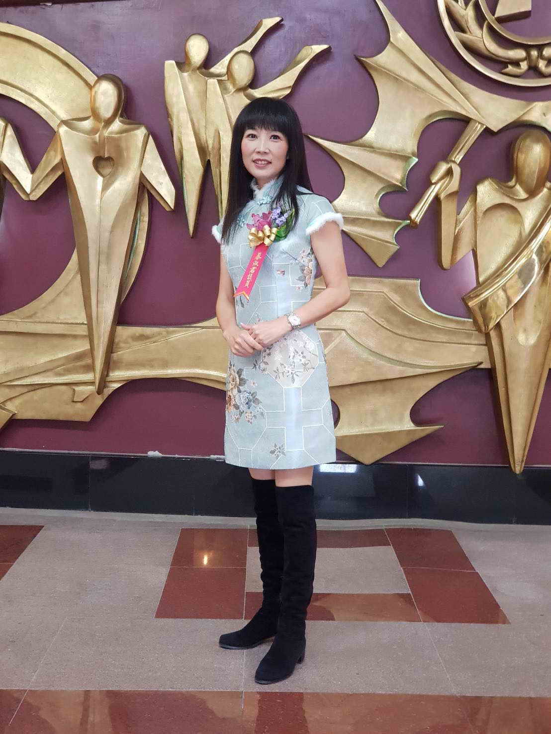 ▲有「淑君阿姨」之稱的國民黨議員蔡淑君，今日身穿旗袍出席新北市議會第三屆議員的宣誓就職典禮。（圖／記者陳志仁攝，2018.12.25）