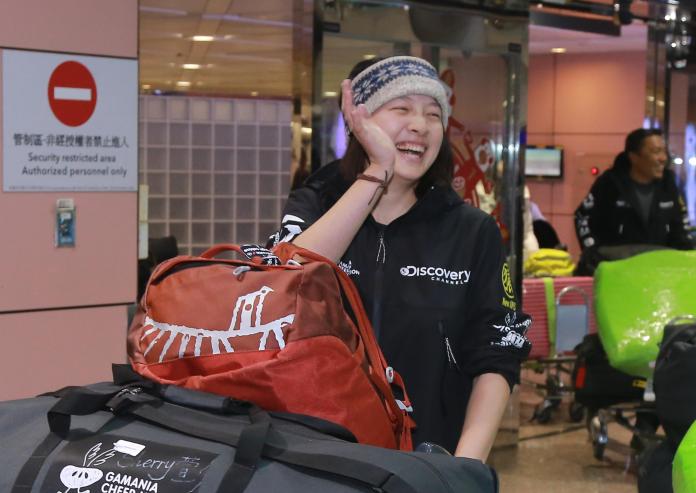 ▲橘子南極長征隊成功返國，隊員林語萱開心入鏡。。（圖／記者葉政勳攝 , 2019.01.08）