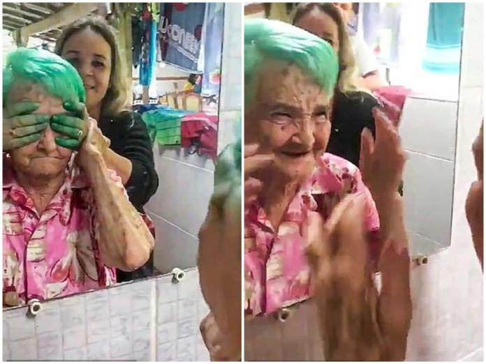 80年來第一次！巴西奶奶「頭上綠綠的」　照鏡開心尖叫
