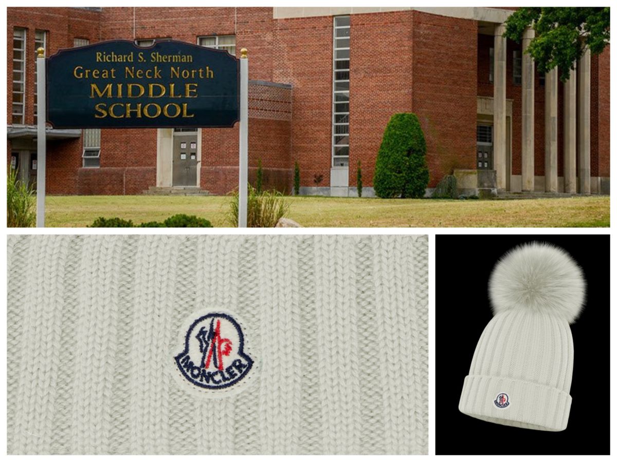 近日紐約的學校 「Great Neck North Middle School」開始禁止學生攜帶 Moncler 的毛帽上學，表示學生會基於比較心態而無心於學業，也希望家長們能正視這項規定。圖＠Moncler臉書、Great Neck North Middle School臉書