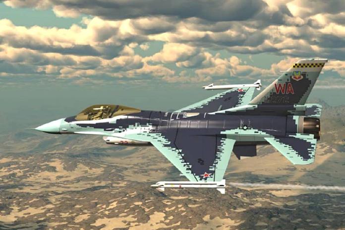 ▲美空軍假想敵中隊F-16新塗裝示意圖，採用俄製Su-57戰機的數位迷彩引發熱議。（圖／翻攝自推特）