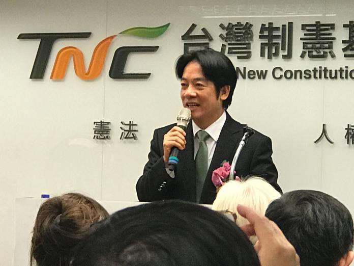 前行政院長賴清德低調出席「台灣制憲基金會」開幕式。（圖／記者王鼎鈞攝,2019.1.23）