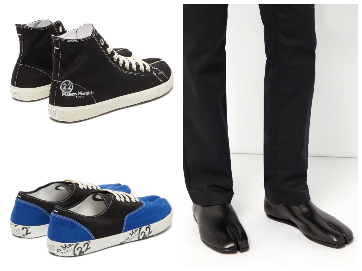 Maison Margiela 將分趾的設計運用到更多鞋款上，包括低筒帆布鞋、高筒帆布鞋、懶人皮鞋等鞋款。圖＠Matchesfashion官網