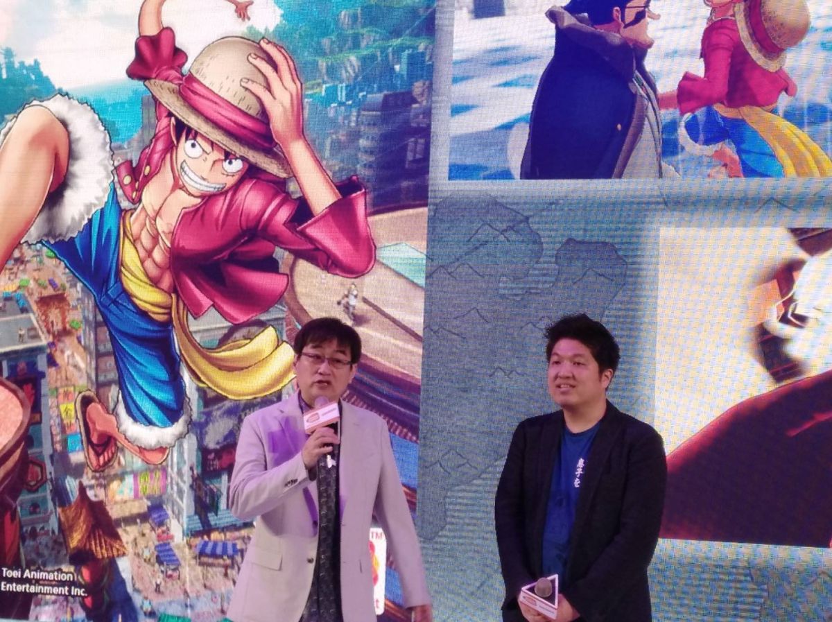 《航海王尋秘世界》製作人平田玲和知名音樂製作人田中公平都來到台北國際電玩展現場。（圖／黃建霖攝）