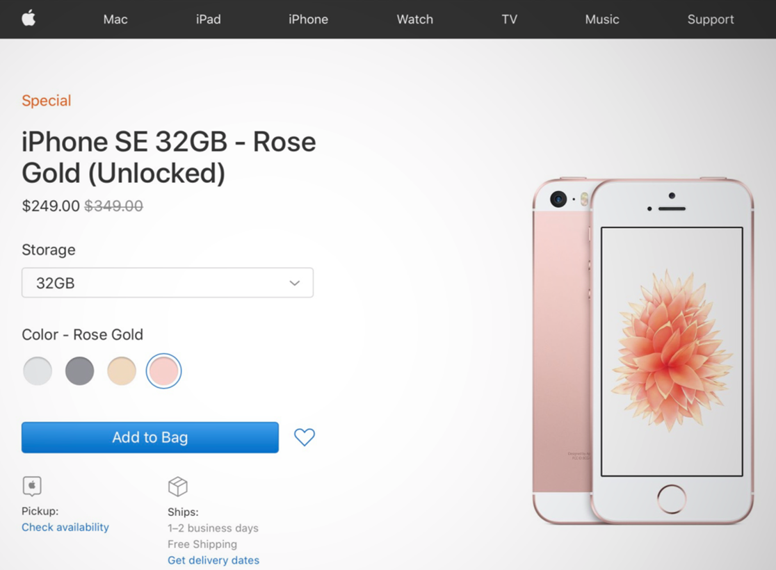 ▲美國蘋果官方網站近日還特別重新上架 iPhone SE 手機，並且有很大的降幅。（圖／翻攝網路）