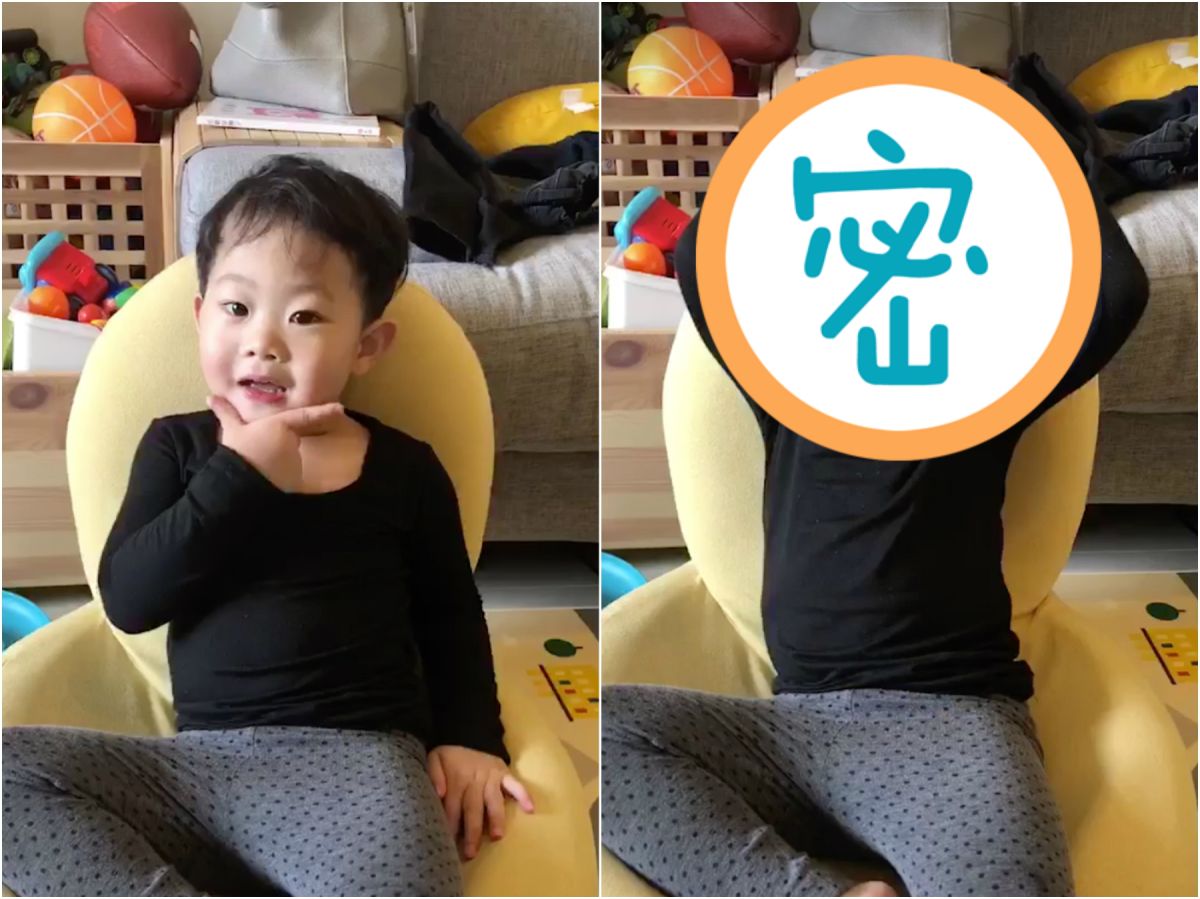 ▲秒變韓國瑜！萌弟耍帥當歐巴，「瀏海掀開」笑翻網友。（圖／張真真授權提供）