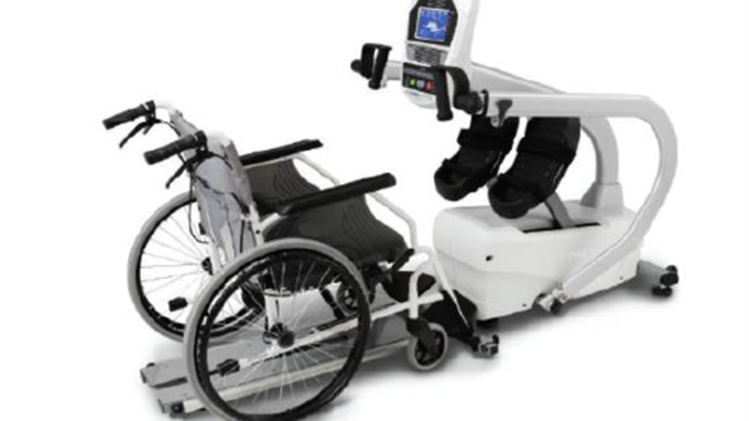 ▲ 岱宇攜手飛利浦打造復健產品，將於今年第1季進攻北美市場，圖為可供輪椅使用的運動踏步機。(岱宇提供)
