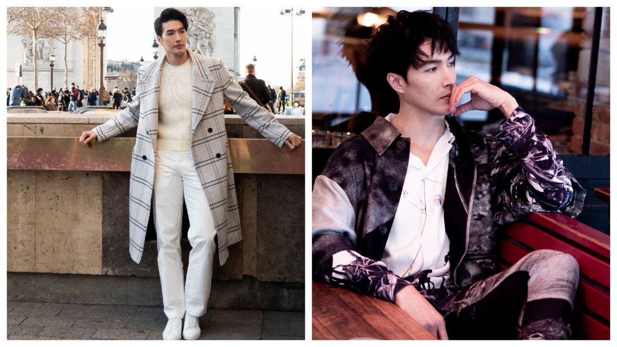 平常總是綻放陽光燦笑的錦榮，穿上正裝擺出憂鬱眼神，太放電啦！圖@Cerruti 1881、Christian Dada