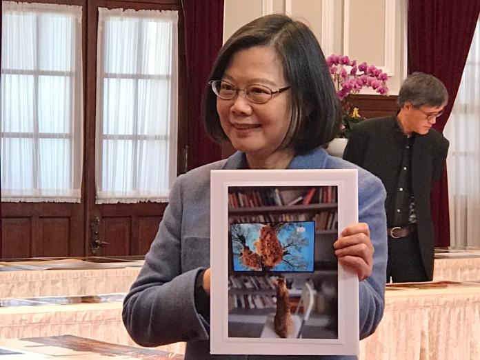 總統拍攝蔡阿才看動物頻道相片。（圖／記者林人芳攝，2019,02,06）