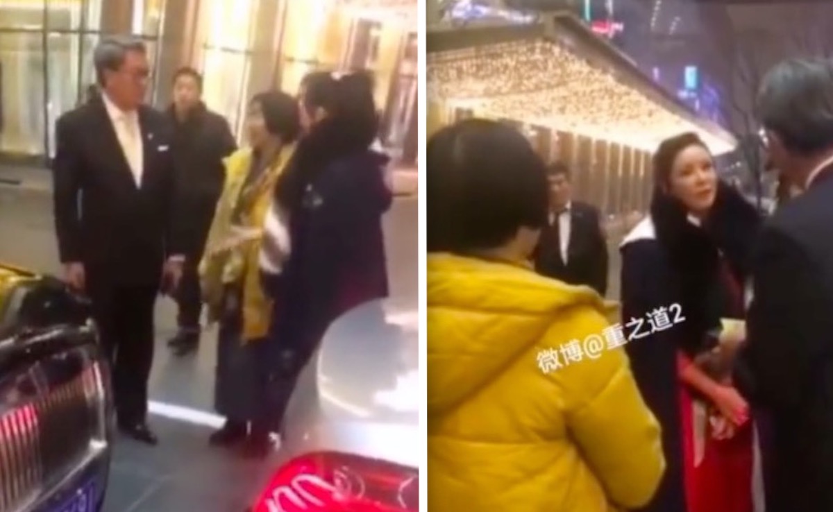 ▲大陸北京一家酒店門口，在本月 7 日晚間 10 點多發生了「天價擦撞」，一輛要價不菲的頂級超跑「邁巴赫」在倒車的時候，不慎撞上後方的一輛勞斯萊斯，但車主皆沒有動怒。 （圖／翻攝自微博）