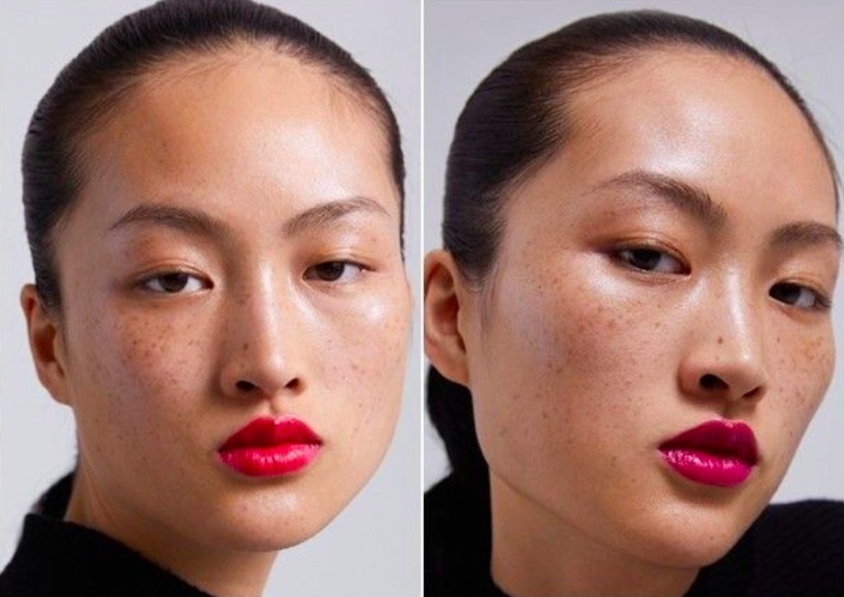 ▲ZARA 最新宣傳照中，大陸模特兒李靜雯臉上明顯可見滿臉雀斑，令許多大陸網友感到不能接受，怒轟 ZARA 根本就是在刻意醜化亞洲女性。（圖／翻攝自 ZARA 微博）