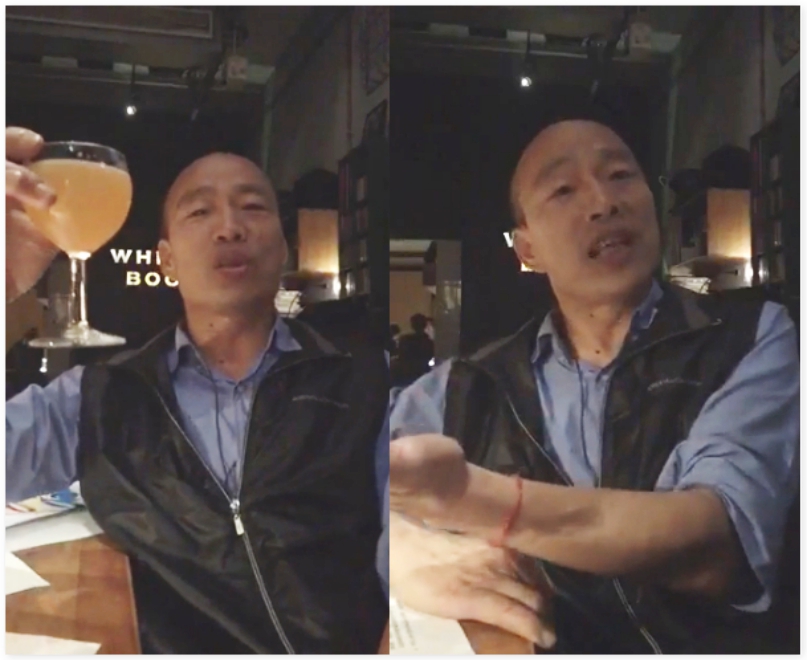 ▲韓國瑜日前到高雄「三千酒吧」開直播，大力推廣高雄的酒吧文化，更推薦部落客整理出來的 30 間「高雄特色跑 Bar 路線」，盼能促進年輕族群的觀光人潮。（圖／翻攝臉書）