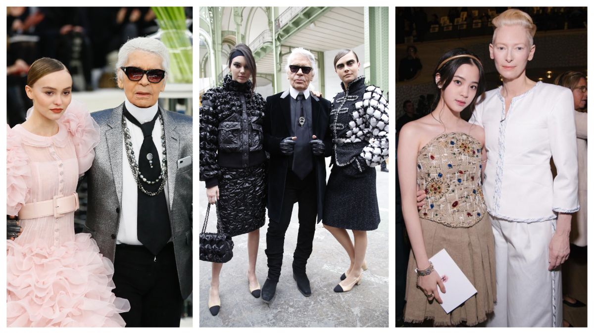 時尚老佛爺卡爾拉格斐逝世的消息傳開後，眾多曾被欽點的繆思女神們紛紛感慨發言。圖@美聯社、歐陽娜娜臉書