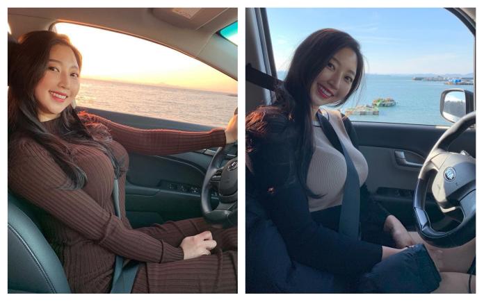 正妹司機胸前太雄偉自帶「安全氣囊」　網友暴動求上車
